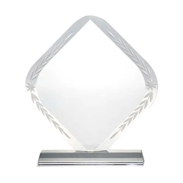 Rhombus Shaped Crystal Awards with Engraved Design