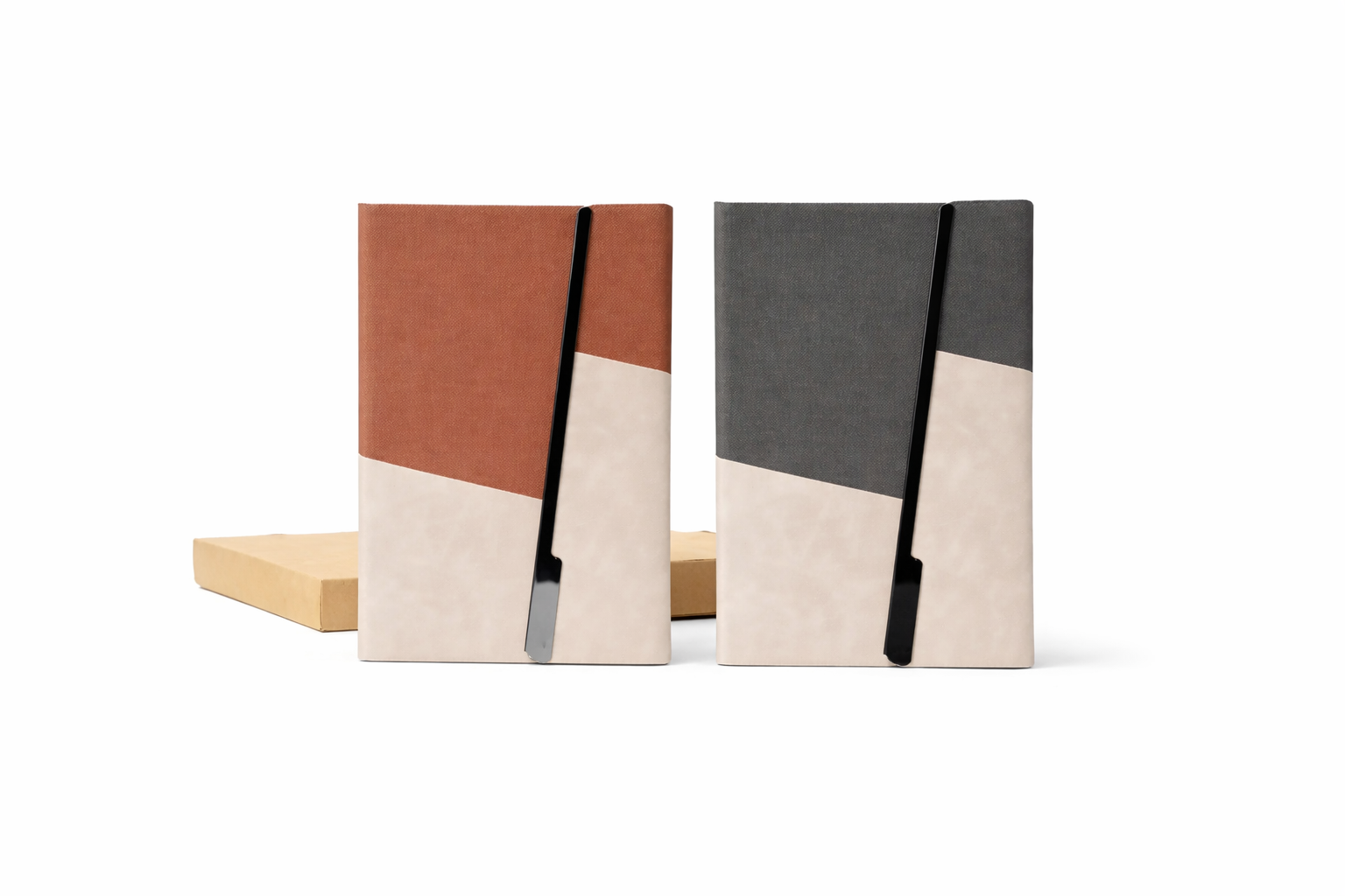 A5 Premium notebook with metal foldable closure brown