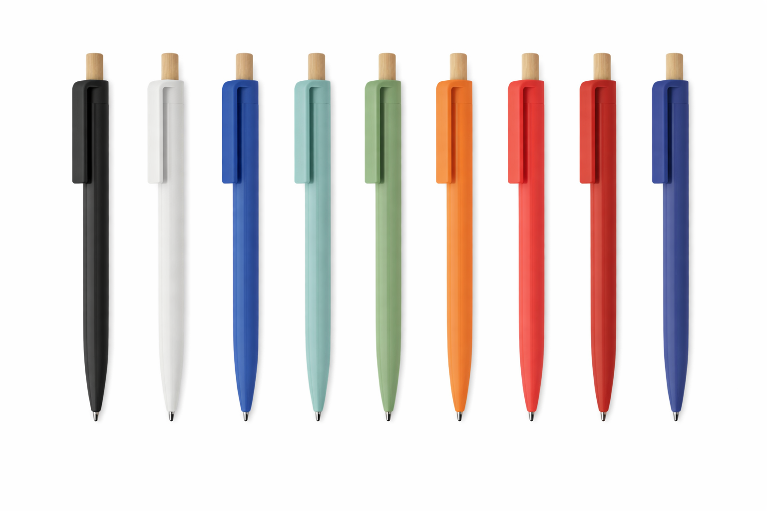 Ball pen in recycled ABS with bamboo push button